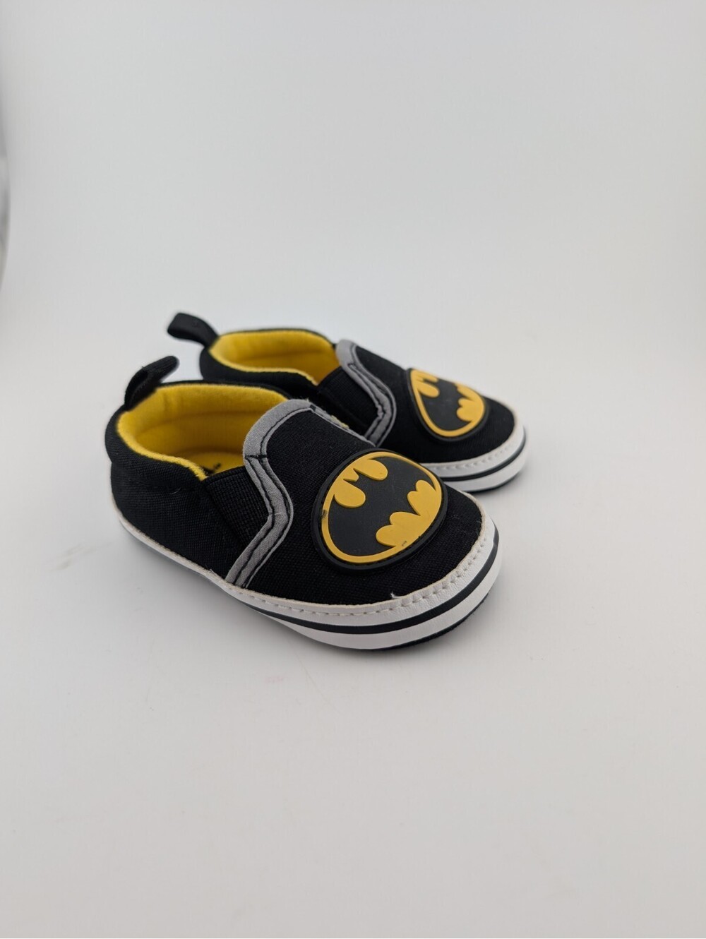 Batman Baby Shoes Size 3-6 Months Black Yellow Soft Sole Slip On DC Comics